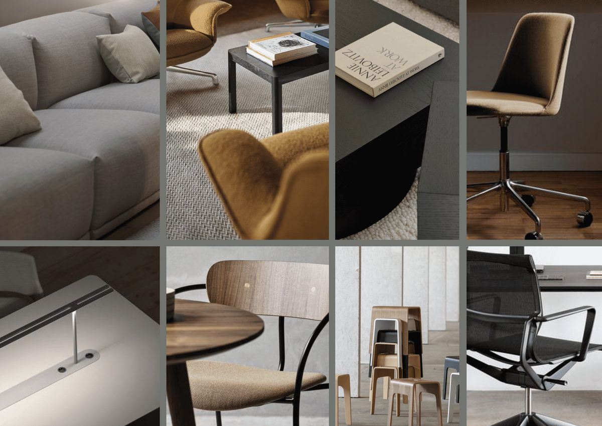 Refined Modern loungeruimte met warme sfeer, vergaderruimte en comfortabel meubilair